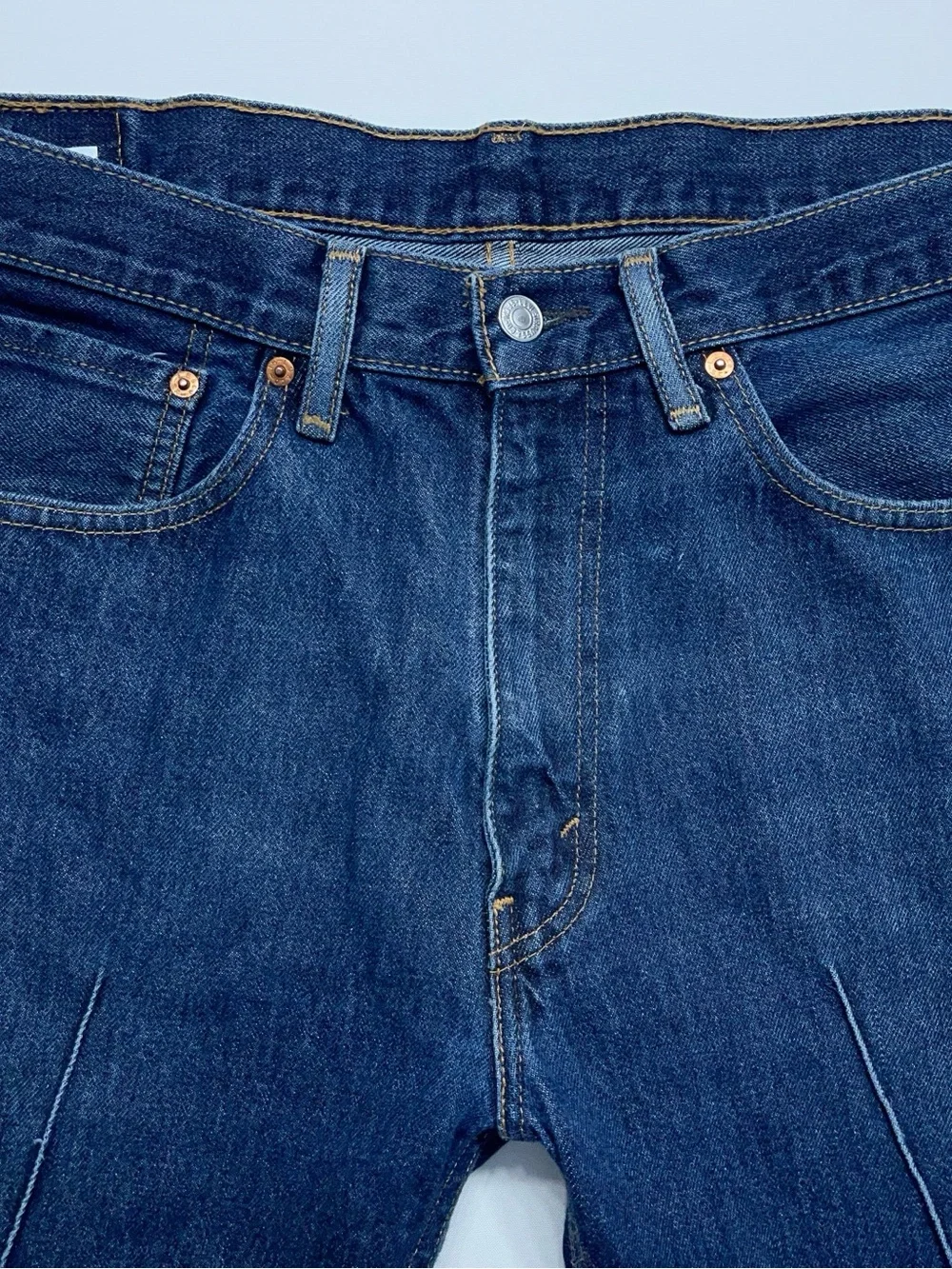 Levis 505 Jeans Mens 36x30 Blue Regular Straight Dark Wash Denim Custom Bead